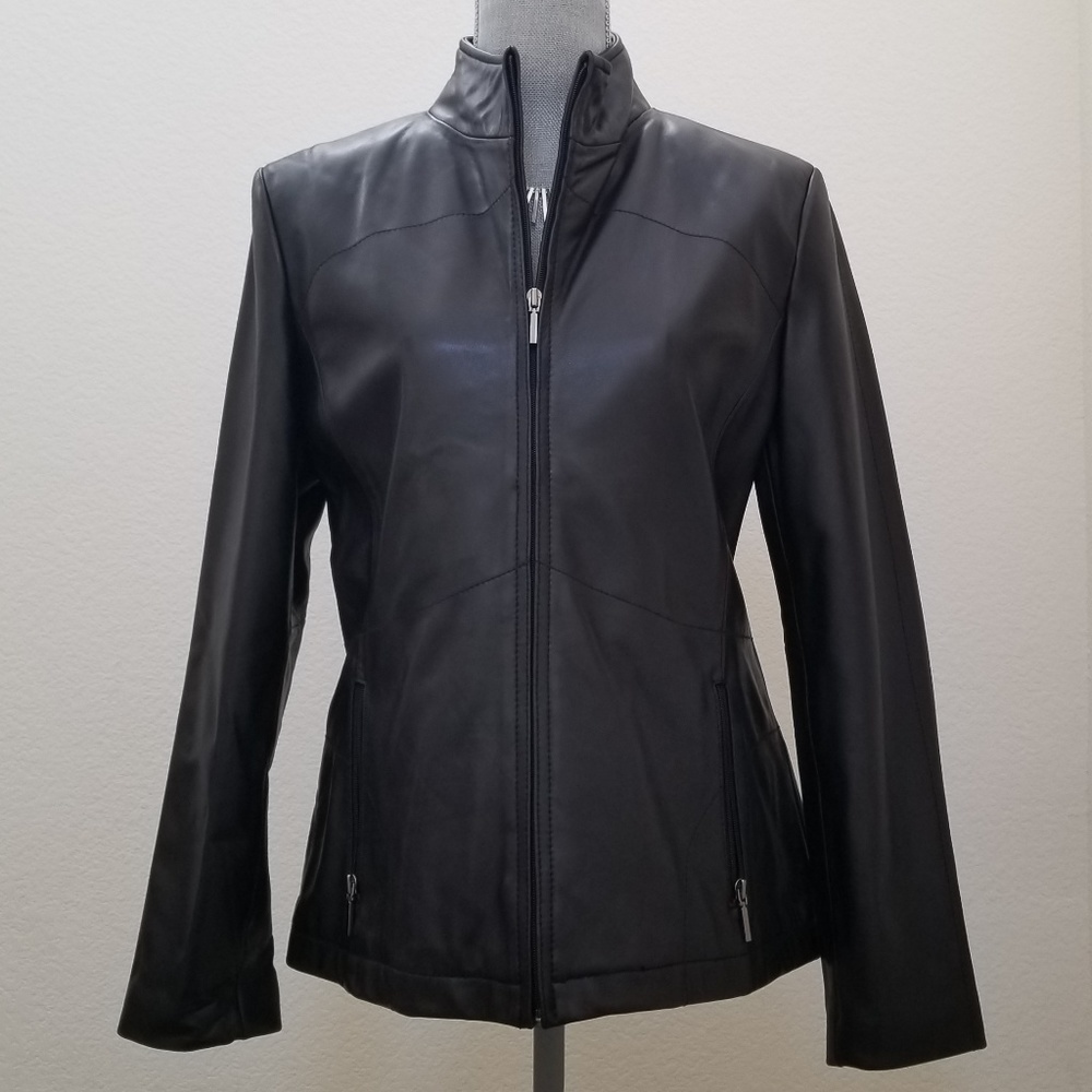 EUC Leather Stand Collar Jacket from Kenneth Cole